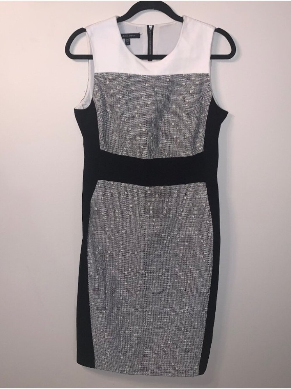 Judith & Charles Tweed Grey White Black Midi Career Dress 10